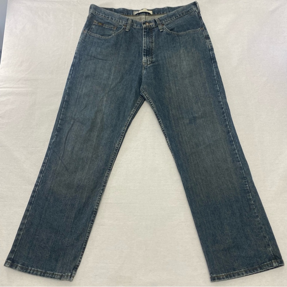 Mens 38X31 Lee Premium Select Relaxed Straight Leg Denim Blue Jeans 100% Cotton
